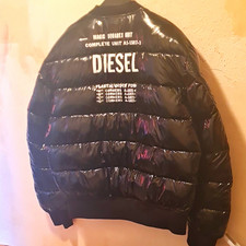 Diesel Steppjacke schwarz glänzend Logo-Prin...