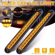 2PCS 10" Amber LED Truck Trailer Light Bar Tail Turn Signal Light Hazard Light