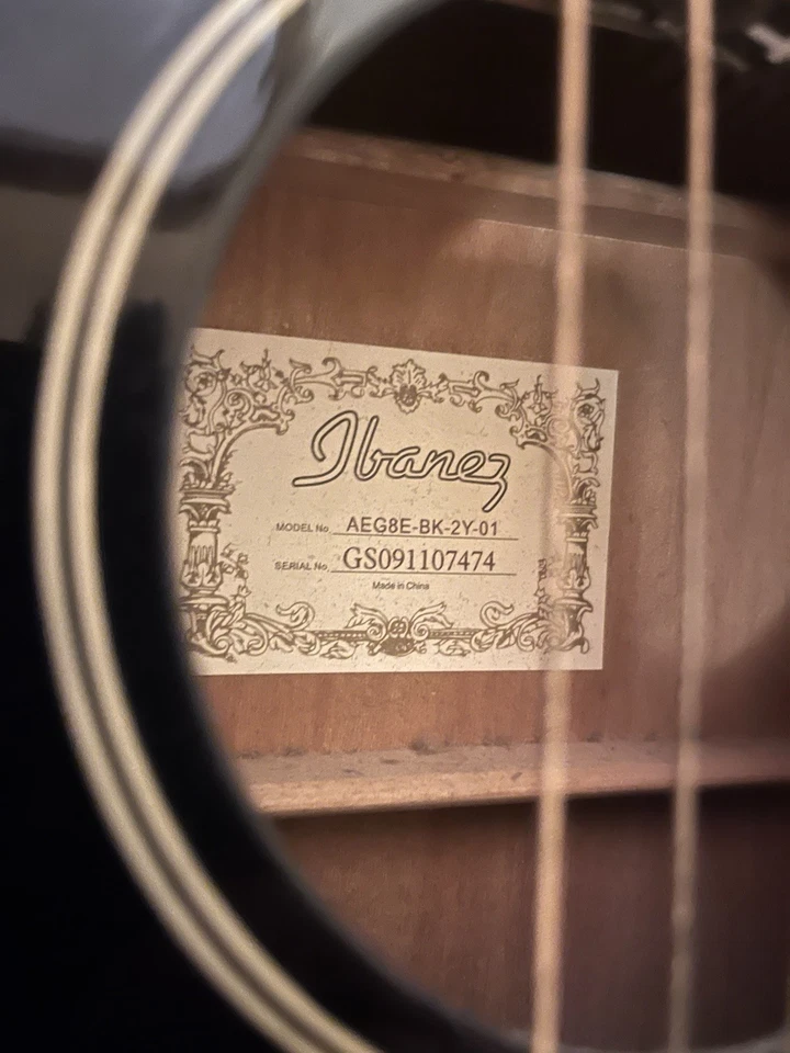 Ibanez AEG8E-BK Black High Gloss Acoustic Electric Guitar - Image 2 of 4