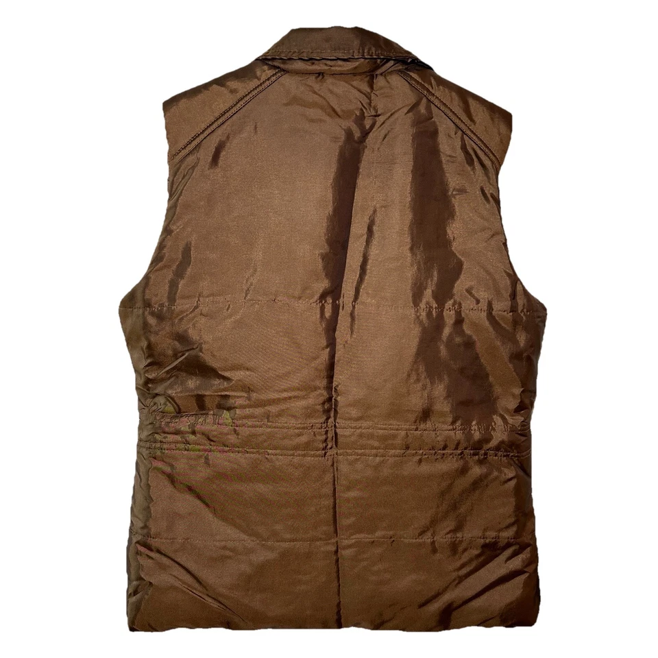 Chaleco Acolchado Jane Ashley Bronce Marrón Talla S Cremallera Completa Bolsillos con Botones Cintura Ajustada Foto 4 de 4