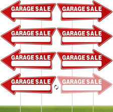 7 PC Garage Sale Signs with Stakes, 17" X 6", Double-Sided Garage Sale Arrows Ya