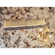 Vintage Ornate Silver Tone Floral Scrollwork Hair Comb Cream Teeth Vanity Acc