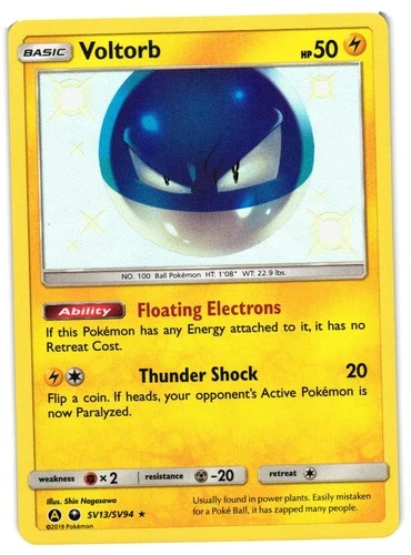 Pokemon TCG Voltorb SV13/SV94 Shiny Holo Rare Hidden Fates: Shiny Vault NM
