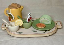 Wooden Silicone Tea Set Montessori Pretend Play Toy Kids Tea Party Set Neutral