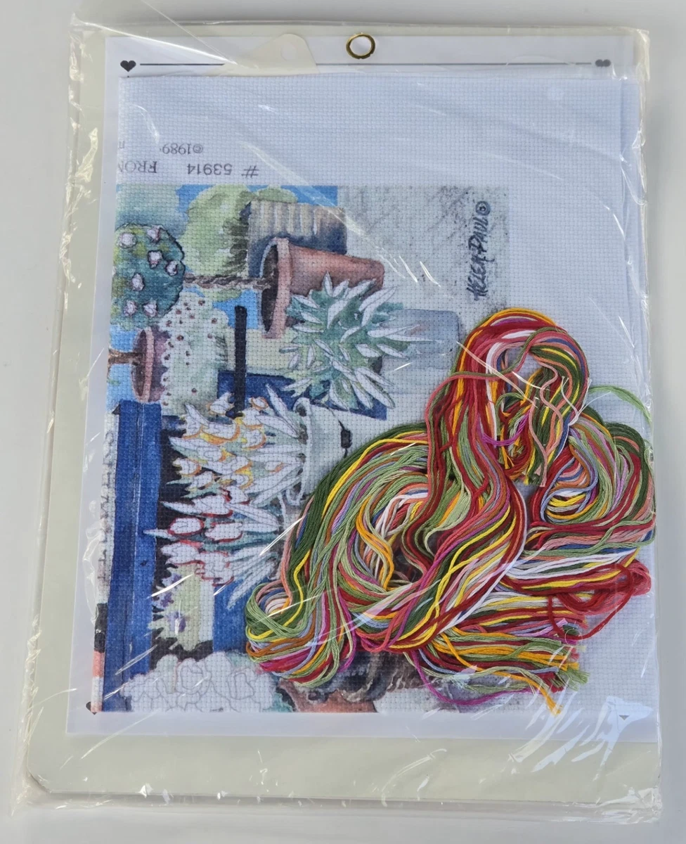 VTG SEALED From The Heart Flower Market No Count Cross Stitch Kit 53914 Dog