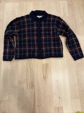 VTG Paul Harris Design Sweater Women M Striped Mohair Boxy Cardigan Academia