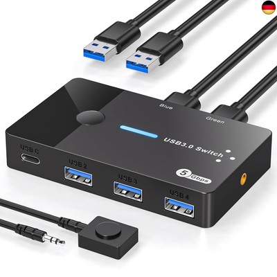 AILVLVNG USB 3.0 Switch 2 PC Sharing USBC & A Geräte, USB Schalter 2 In 4 
