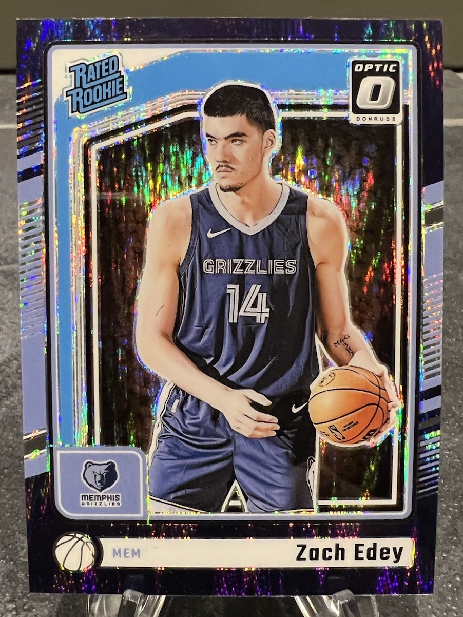 2024-25 Donruss Optic #288 Zach Edey RC Purple Shock Rated Rookie