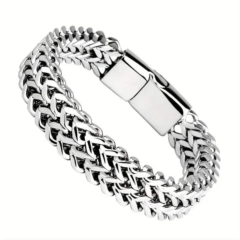 Men's Stainless Steel Braided Bracelet with Magnetic Clasp