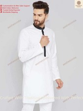 Pure Cotton White Color Plain Traditional Ethnic Festival Mens Kurta For Gift