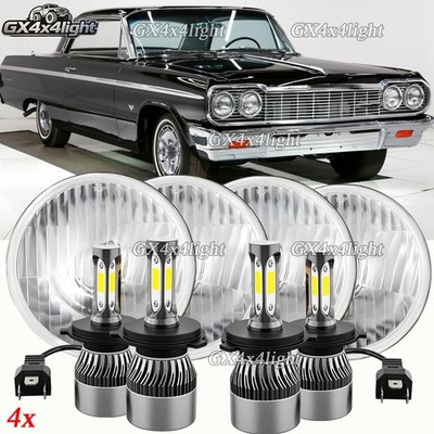 4PCS 5-3/4 5.75'' LED Headlights High-Low Sealed Beam Fit Chevy Impala 1962-1976