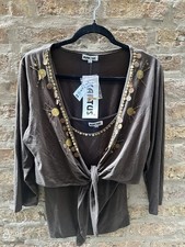 Kaktus 3Piece Set L NWT Tank Top Bolero Jacket Flowy Pants Boho India Cotton Y2K