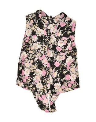 TALLY WEIJL Womens Front Tie Sleeveless Shirt IT 42 Medium Brown Floral OA06