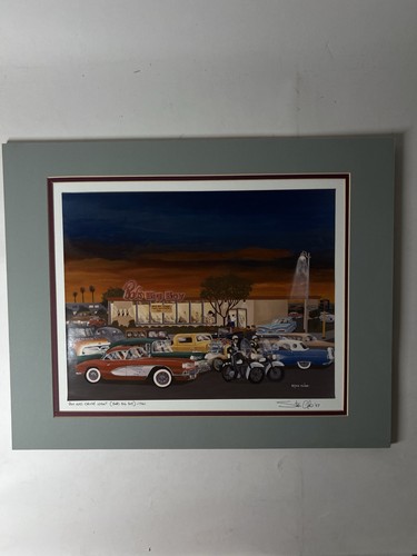 Stan Cline Signed Print 1987 Bob’s Big Boy Van Nuys Cruise Framed Art