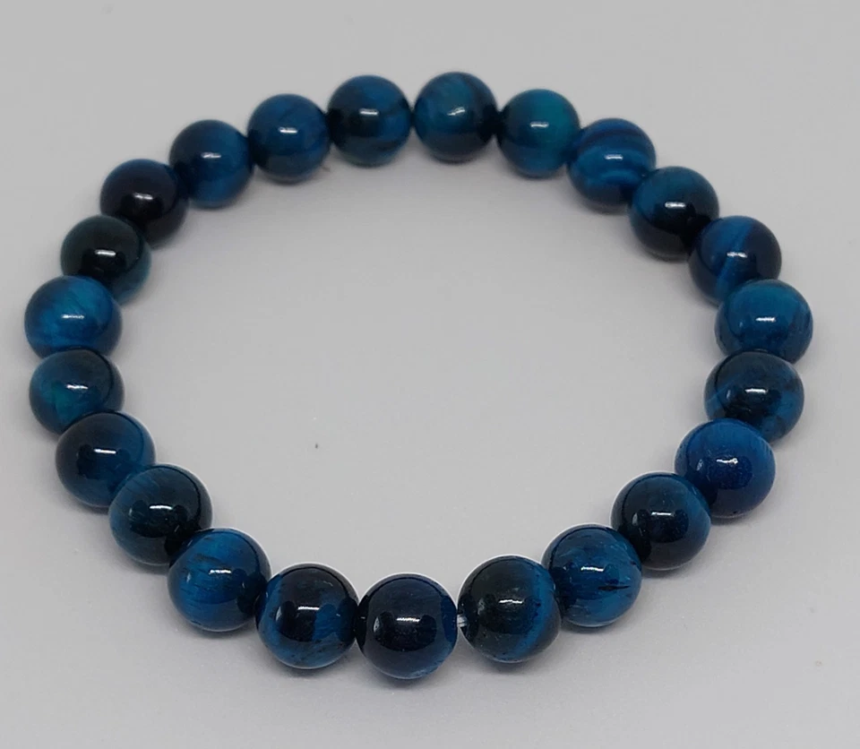 Modeschmuck Armband Naturstein Perlen Blaues Tigerauge - Bild 3 von 4