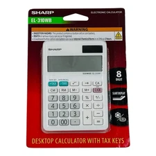 Sharp Calculator 8 Digit Professional Mini Desktop Calculator EL-310WB