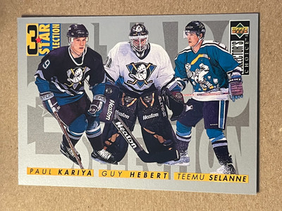 1996-97 UPPER DECK C.C. - 3 STAR SELECTION - KARIYA, HEBERT, SELANNE #309