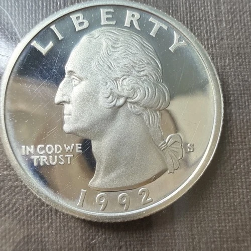 🇺🇲1992S WASHINGTON QUARTER 25c DEEP CAMEO 90% SILVER PROOF**90% SILVER**