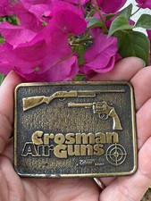 Vintage Brass Crosman Air Guns Belt Buckle By Coleman Made In Canada