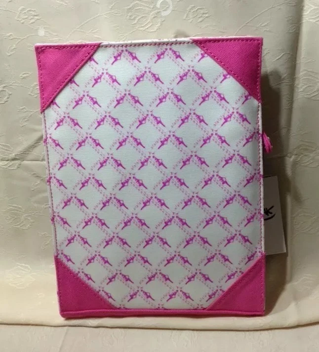 NWT Designer IZAK ZENOU IPAD TABLET CANVAS CASE SLEEVE PINK/WHITE GLOSSY 💕💕 - Image 2 of 4