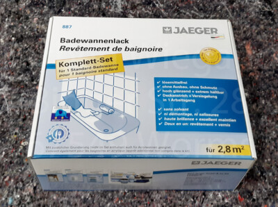 Set Badewannenlack Fliesenlack reinweiß f. 2,8m² Jaeger Lack Badewanne Fliesen