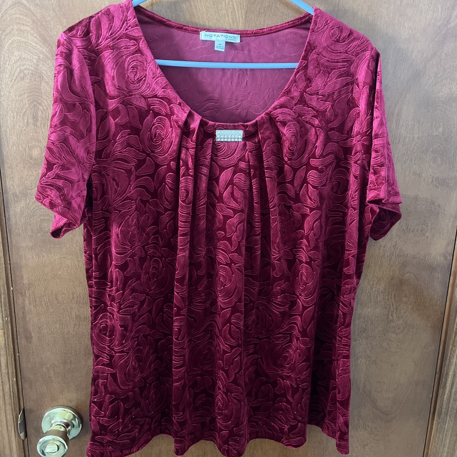 Velvety Burgundy Womens Top in Plus Size 1X