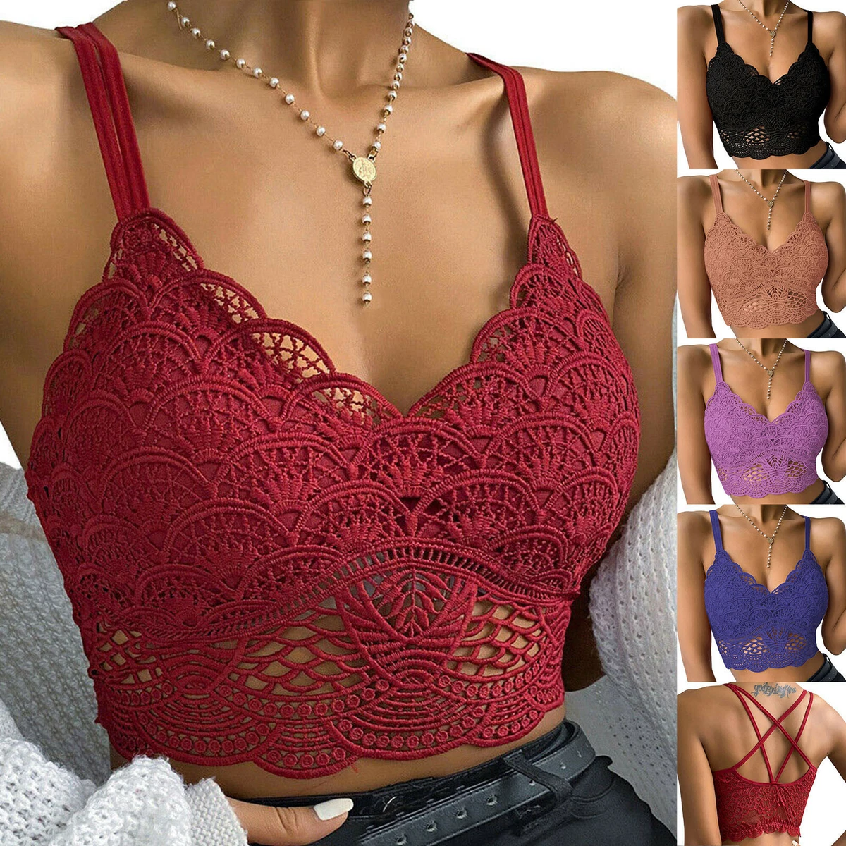 Womens Sexy Lace Bralette Bralet Bra Bustier Tank Top Crop Top