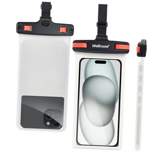 Waterproof Phone Pouch with Black Red Clasp Fits Up to 7.0