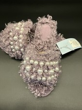 Cat Jack Girls Curly Faux Fur Pearl Slide Slippers -Purple-Sz 3-NWT