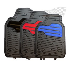 NEW UNIVERSAL BLACK /& RED 4 PIECE FLOOR CAR MAT SET