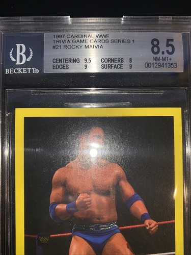 1997 Cardinal WWF Trivia Game Cards Series 1 Rocky Maivia The Rock #21 BGS 8.5 - Picture 2 of 4