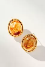 NWT Anthropologie Enamel Post Earrings Brown SRP $44