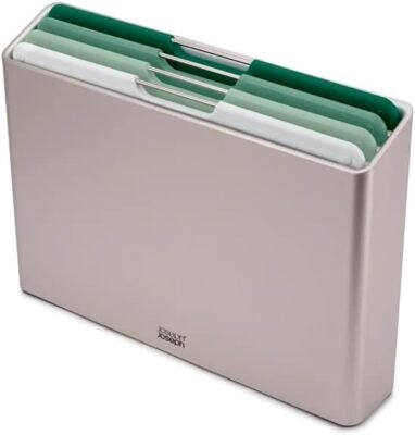 JOSEPH JOSEPH Folio 4er SET SCHNEIDEBRETTER Kunststoff mit Ständer Sage, Groß