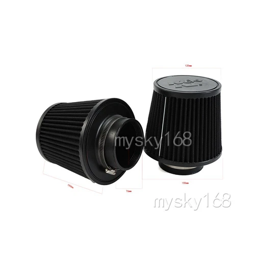 K&N 3' inch Air Filter Open Pod KN Filter Piping High flow Intake 76MM-Black - Picture 3 of 9