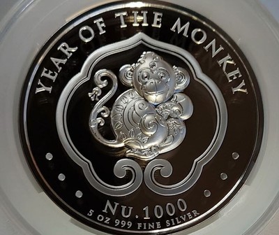 希少】ブータン 2016 500N Proof銀貨 猿 1oz Ag999 2016 Bhutan 1000