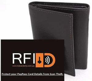 RFID Portefeuille triple en cuir plein grain doublé de sécurité. Prix de la négociation.12005.