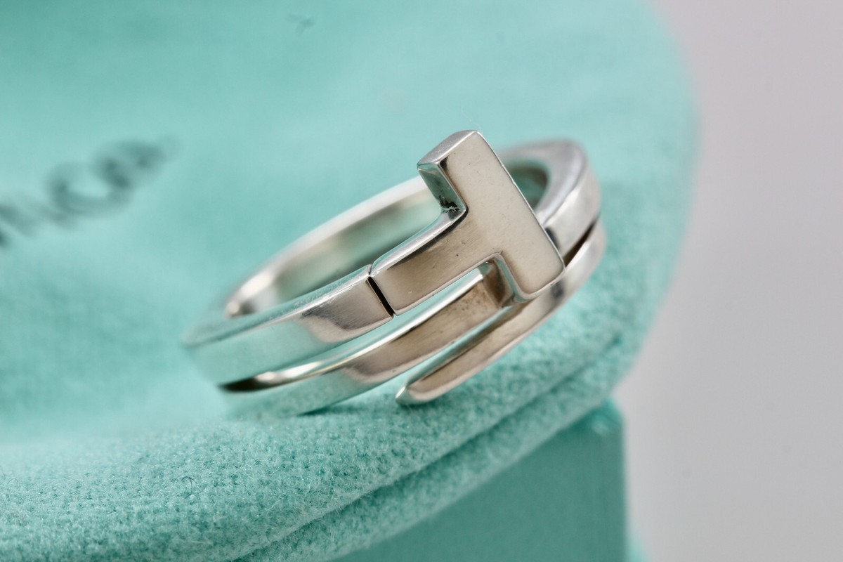 Tiffany & Co. Sterling Silver T Square Wrap Ring Size 5 RARE Tiffany & Co. Sterling Silver T Square Wrap Ring Size 5 RARE