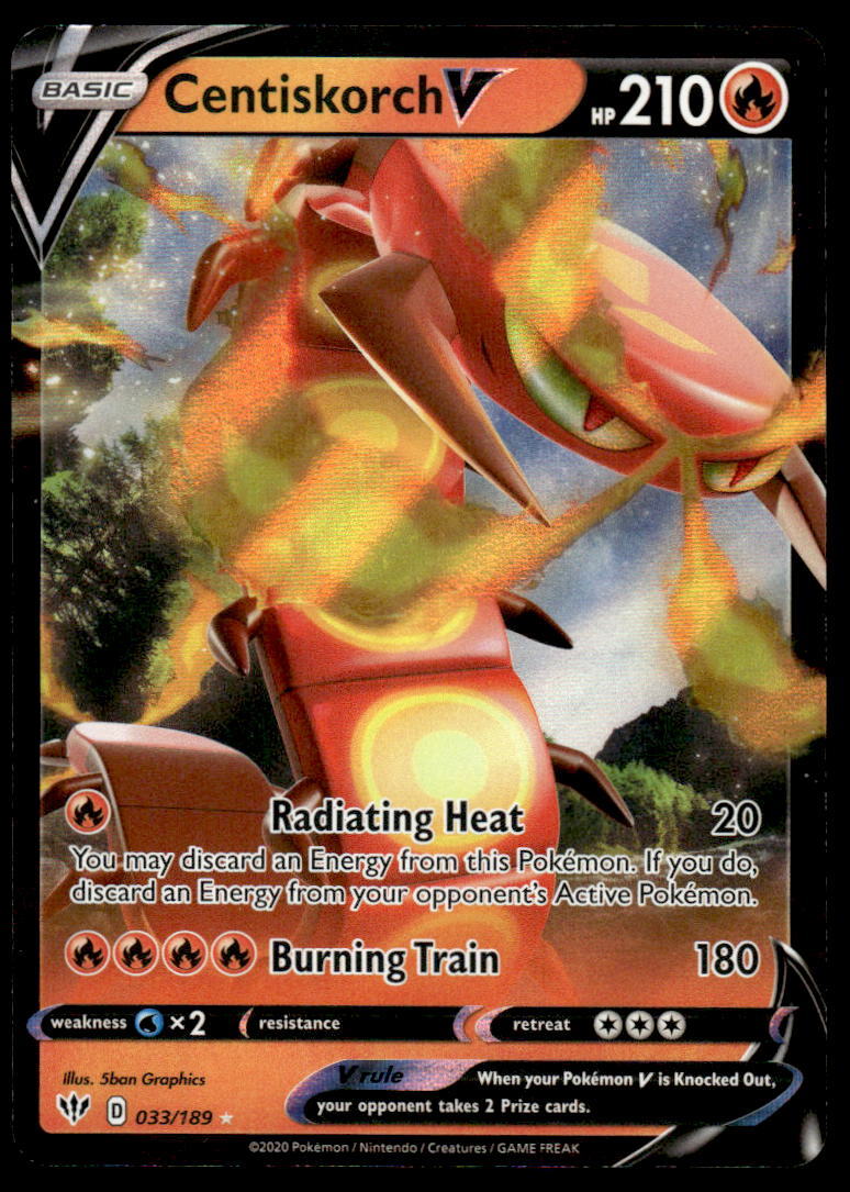 Pokemon TCG SWSH03: Darkness Ablaze #033/189 Centiskorch V NM