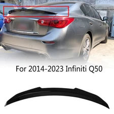 For 2014-2023 Infiniti Q50 Glossy Black Rear Trunk Spoiler Wing Lip PSM Style US