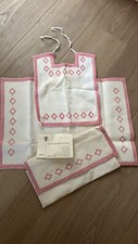 Vintage La Industrie Formilli Firenze Infant Baby Apron  Towel Set Cotton Red