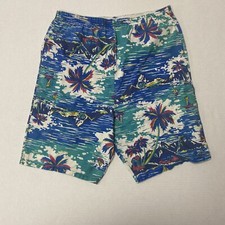 80 s Hawaiian Print Beach Shorts