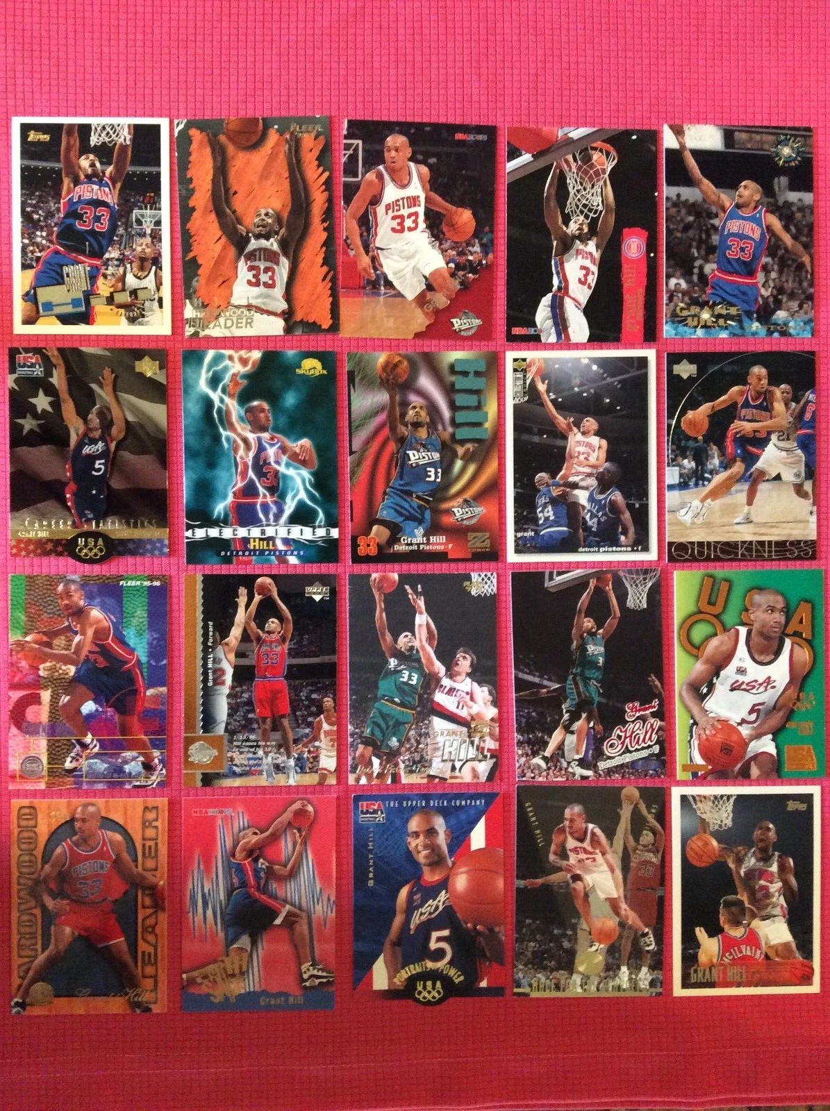 Grant Hill 20 Card Lot 1995 Flair 1996 Topps Upper Deck Inserts USA Z Force