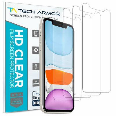 Tech Armor  HD Clear Film Screen Protector for Apple iPhone 11/XR [4-Pack]