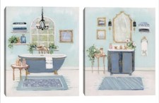 12x12 Square Set- Canvas Wrapped Blue Bath 1  Blue Bath II. Retails 110.