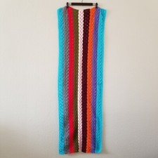 Beautiful Handmade Knitted Colorful Rainbow Afghan Throw Scarf