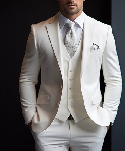Business Men Suits Regular Fit Formal Tuxedos Groom Wedding Suit Blazer Tailored - Picture 17 of 19