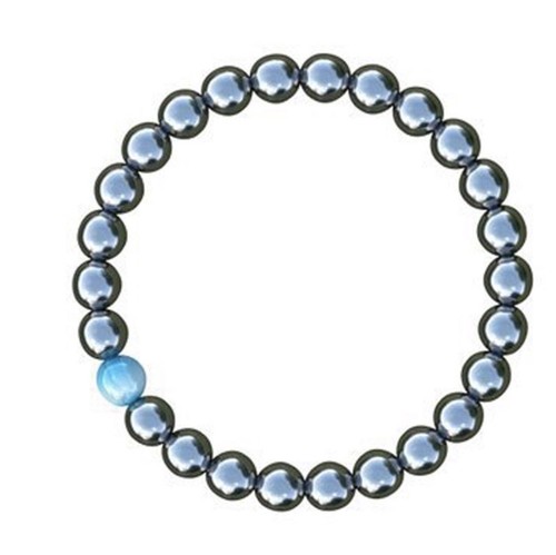 Natural Hematite Stone Blue Bead Stretch Bracelet Anti-Stress Anxiety Worry Gift - Picture 8 of 12