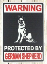 Warning protected by German Shepherd tin metal sign plaque design