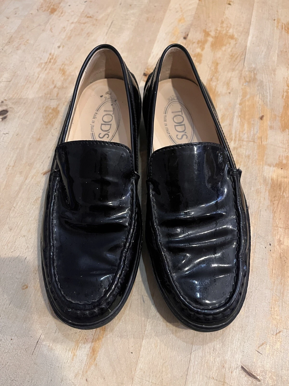 TOD’S Scarpe mocassino Tod's donna Gommini driver pelle verniciata nero taglia 7 5