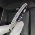 5Ct Baguette Cut Simulated Diamond 14K White Gold Plated Halo Bangle Bracelet